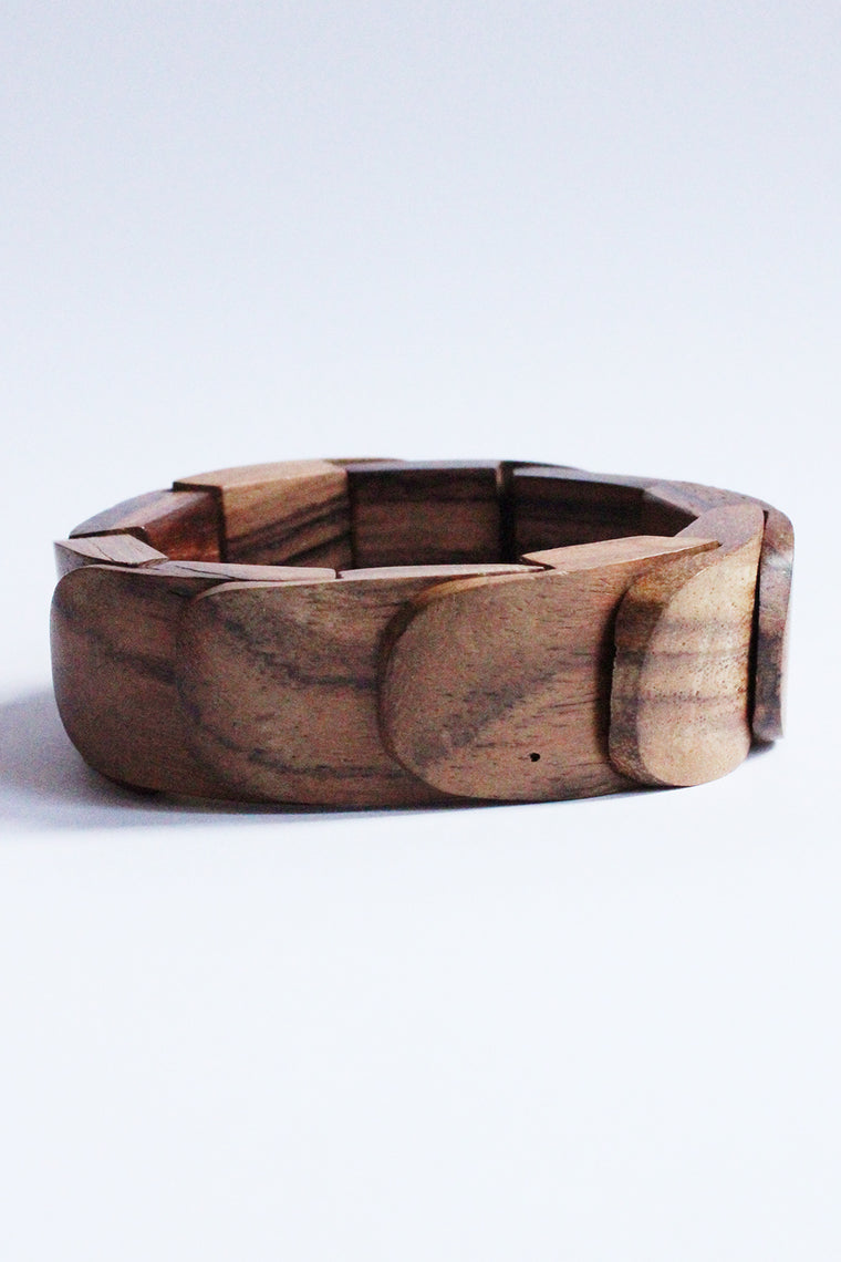 Vintage elastische houten armband