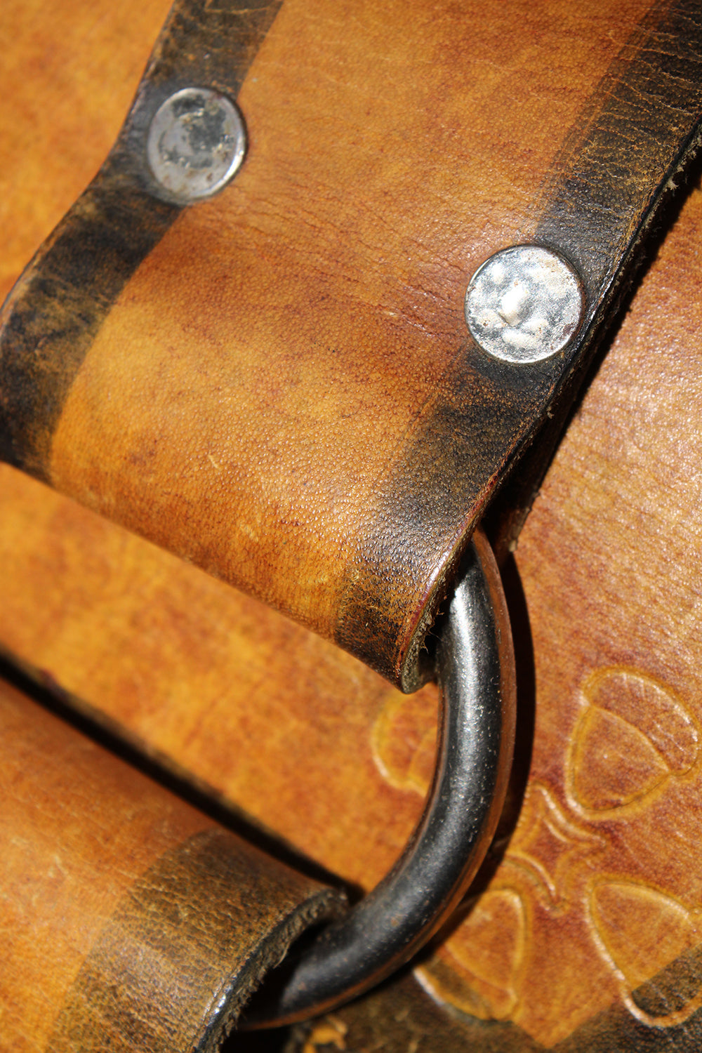 Vintage handbewerkte Tuigleer schoudertas
