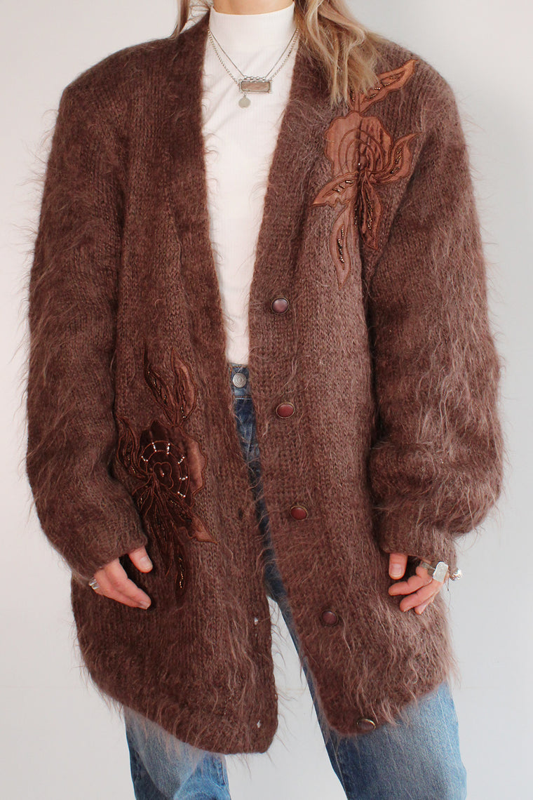 Vintage handgebreid 80s Mohair vest