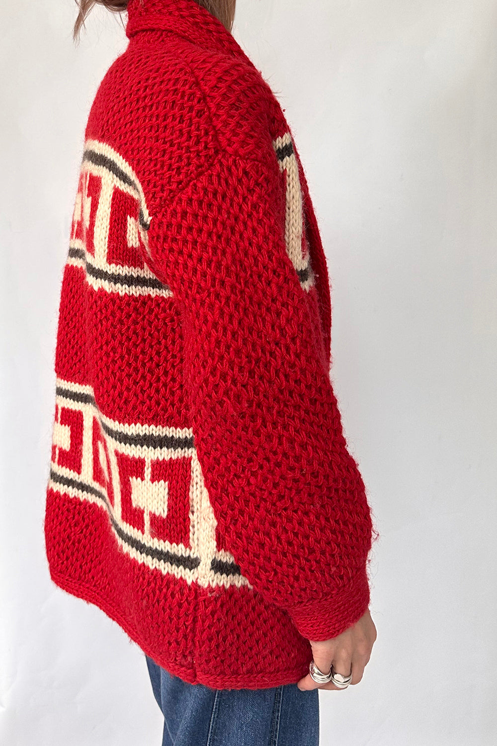 Vintage handgebreid Cowichan vest