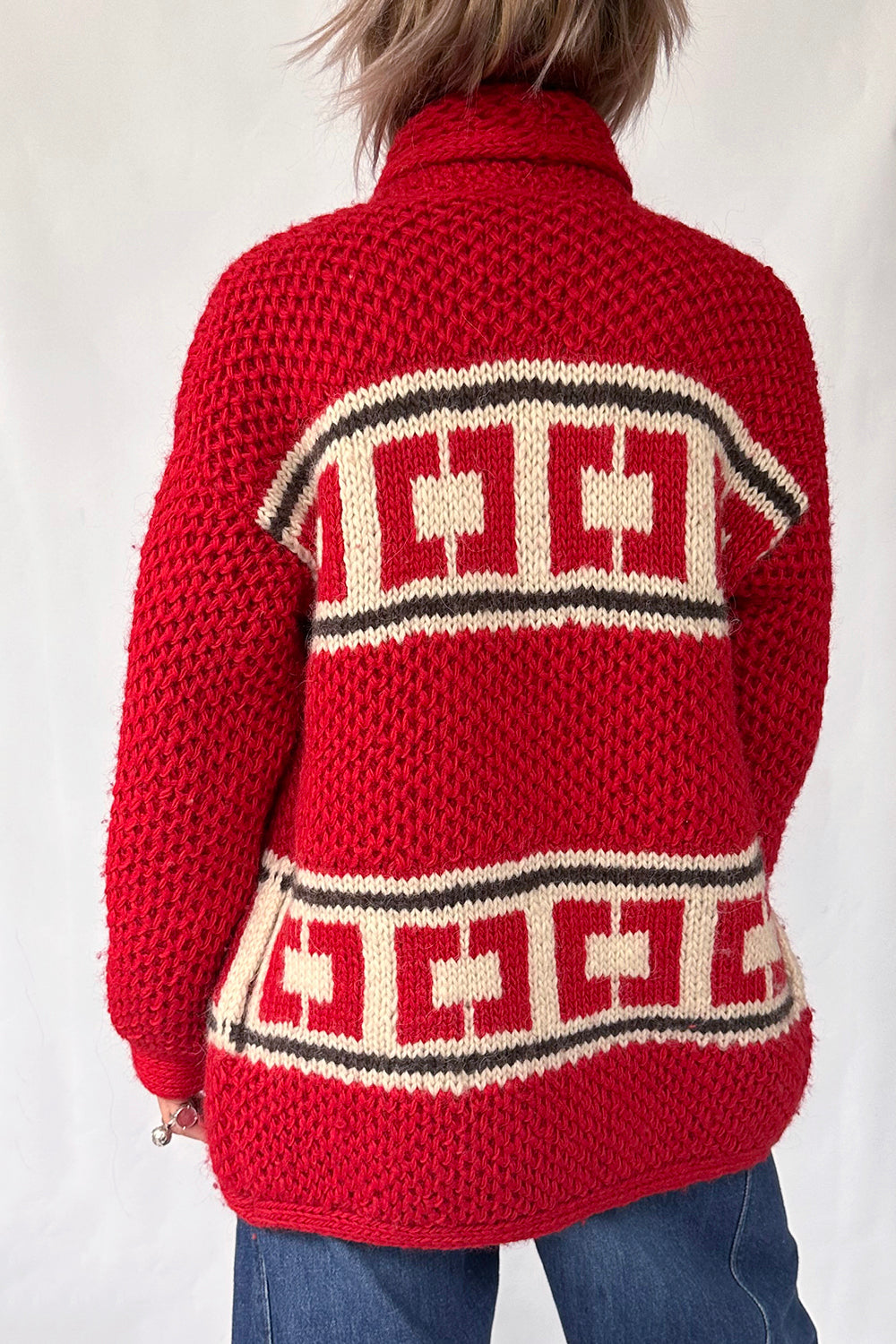 Vintage handgebreid Cowichan vest