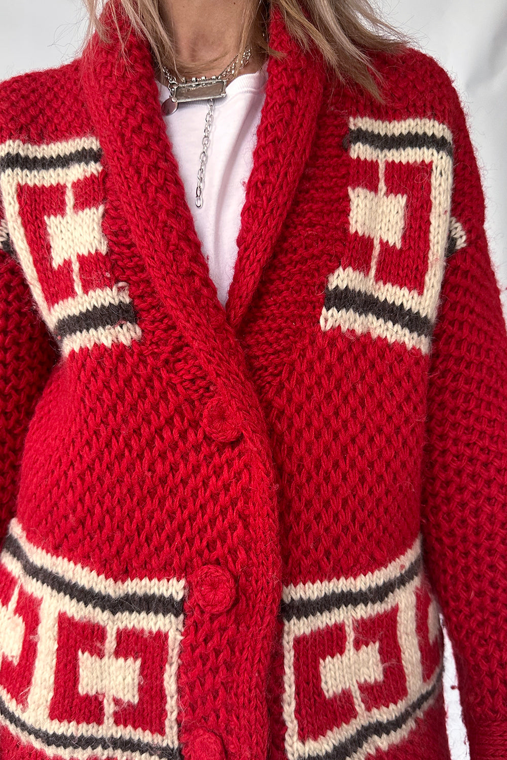Vintage handgebreid Cowichan vest