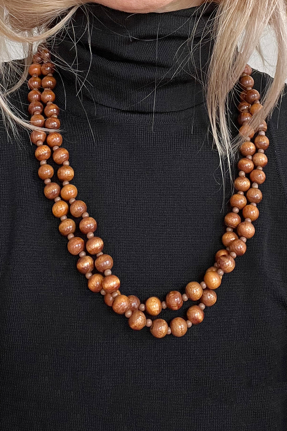 Vintage houten kralenketting