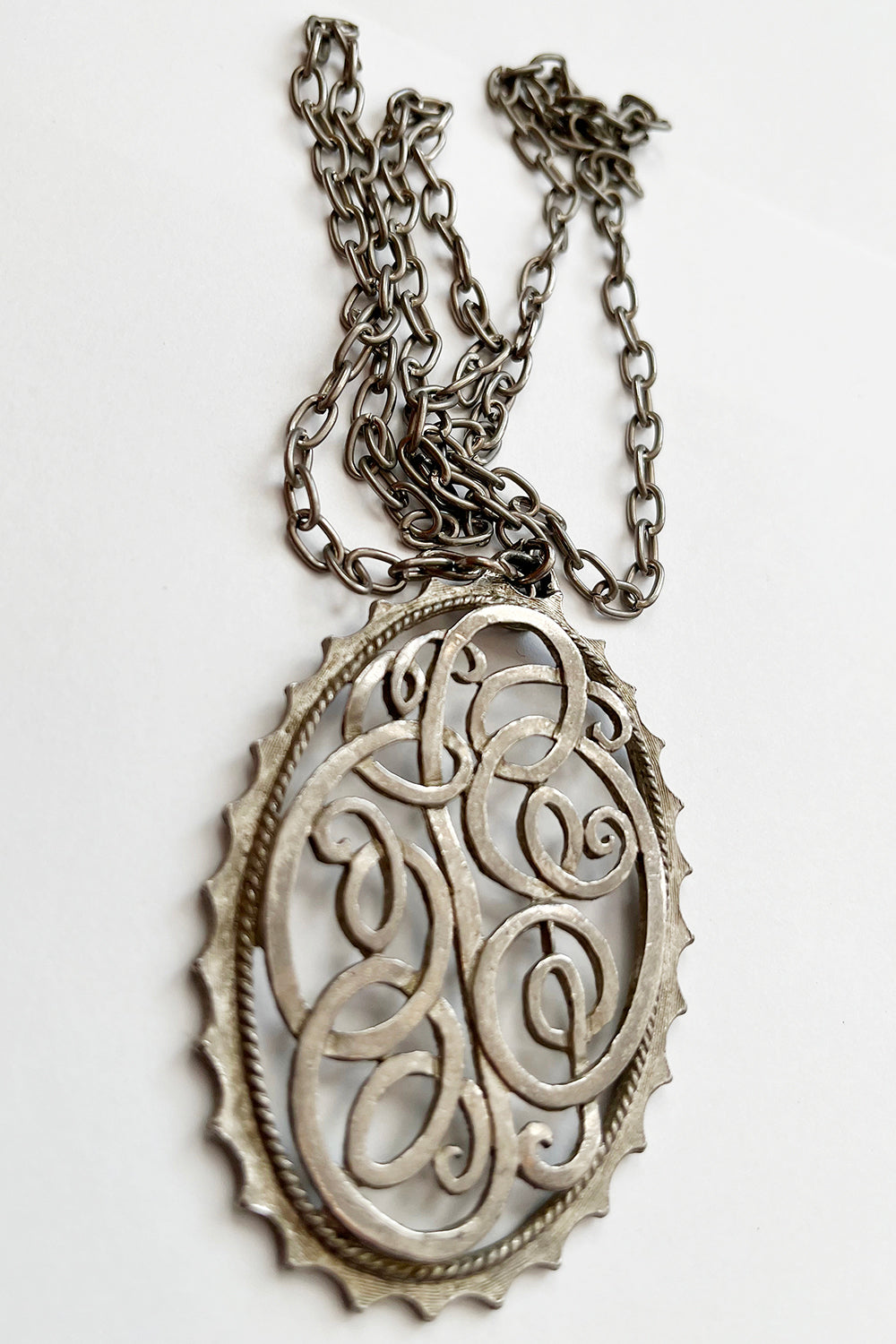 Vintage 1970s zilveren statement ketting, bohemian lange ketting Secondhandnew