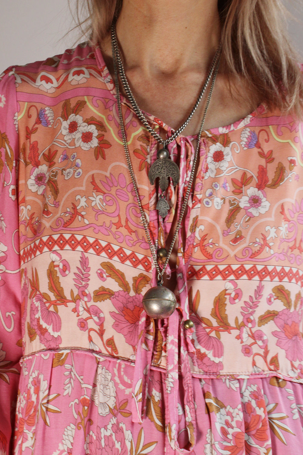Vintage jaren 70 ketting met grote metalen bol