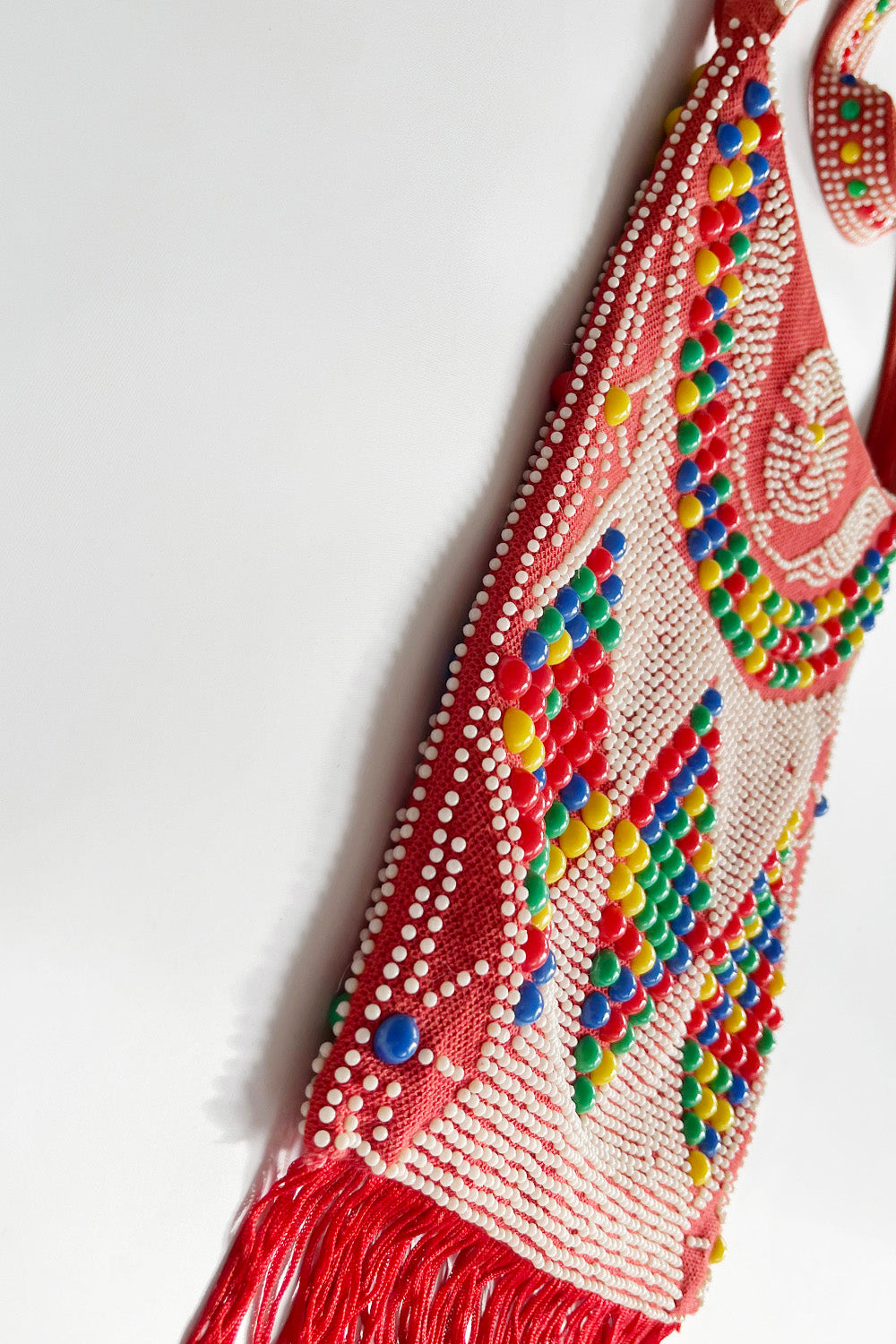 Vintage jaren 70 kralen tas met franjes
