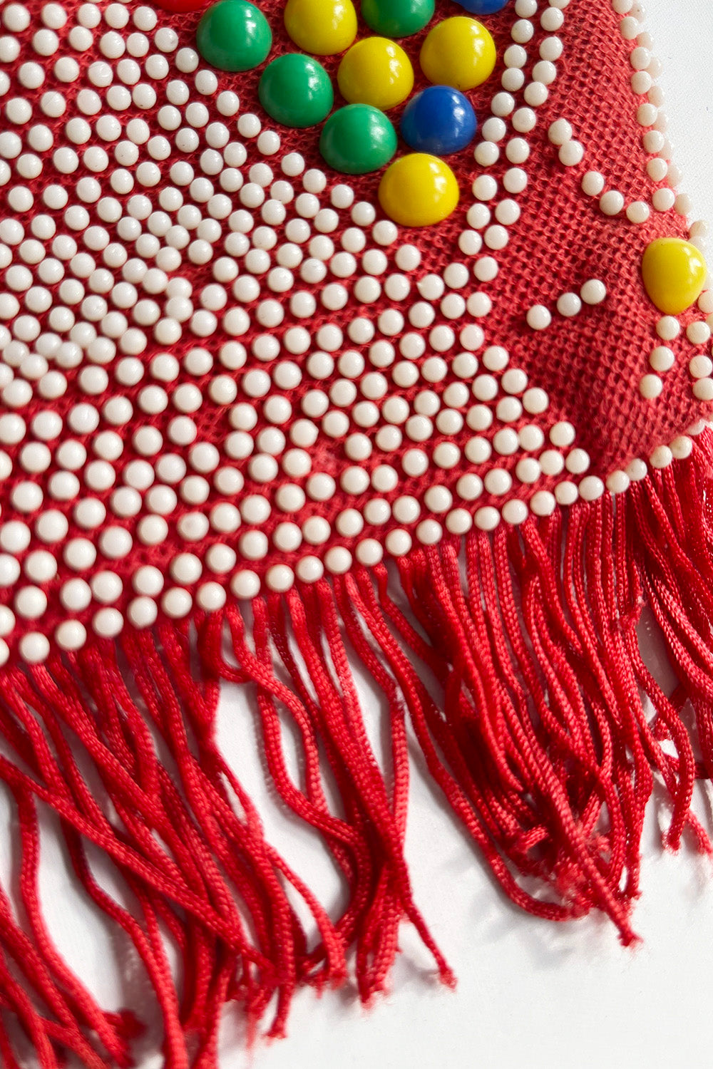 Vintage jaren 70 kralen tas met franjes