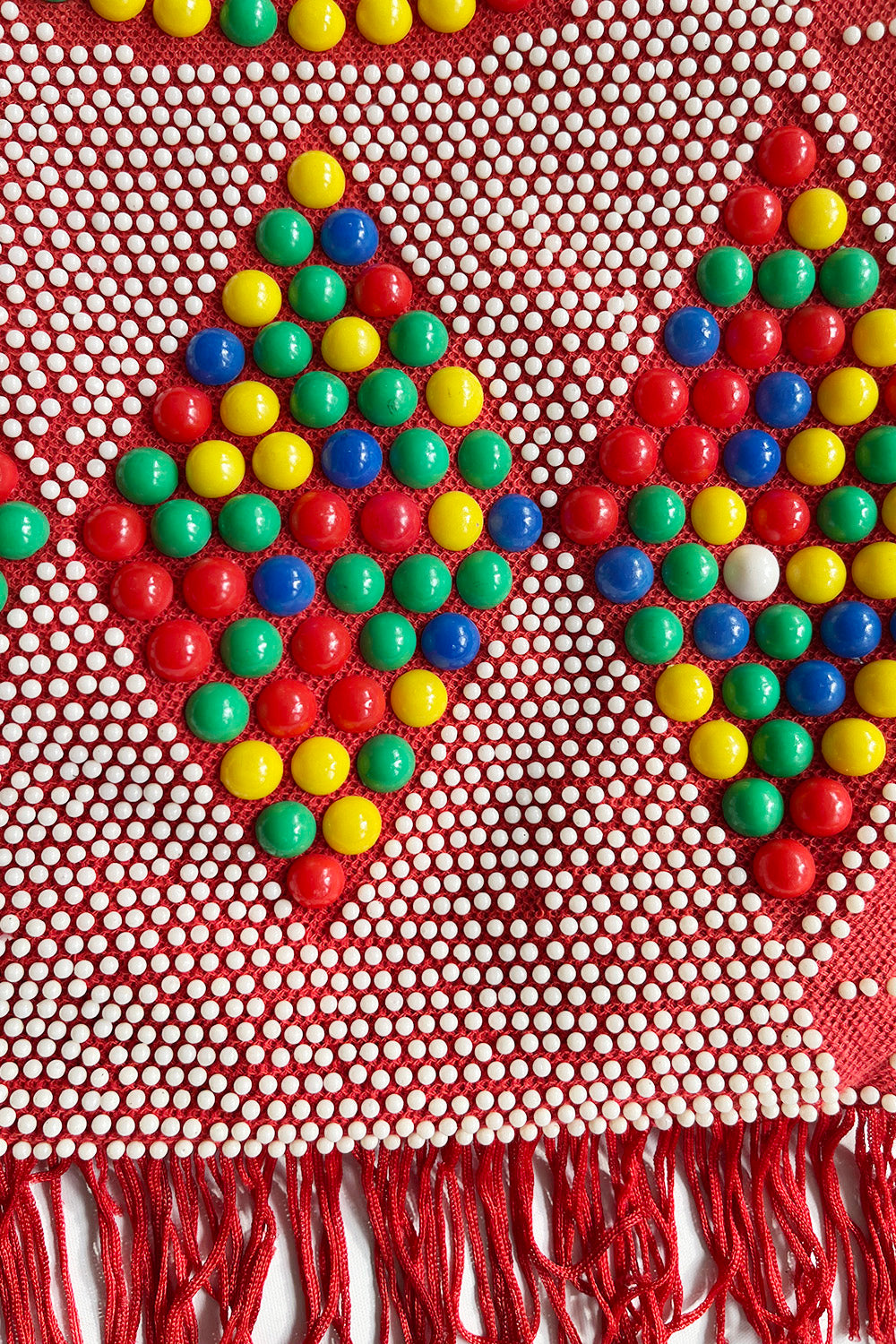 Vintage jaren 70 kralen tas met franjes