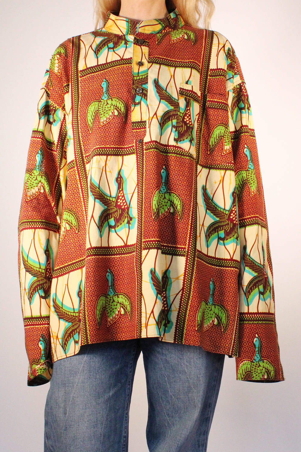 Vintage katoenen Afrikaanse Batik tuniek 