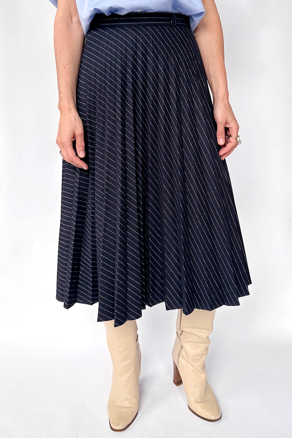 Vintage krijtstreep plooirok