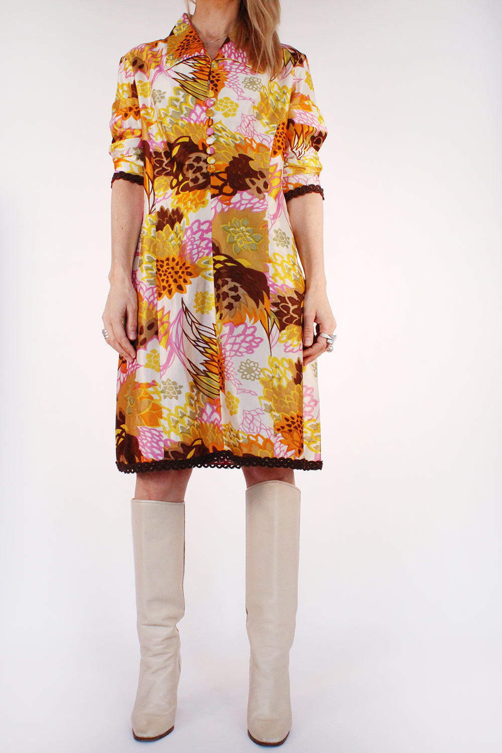 Vintage sixties midi jurk met print