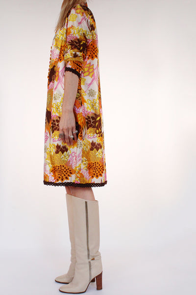 Vintage sixties midi jurk met print