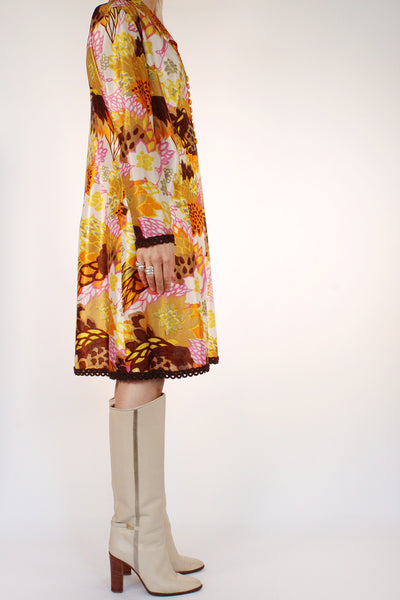 Vintage sixties midi jurk met print