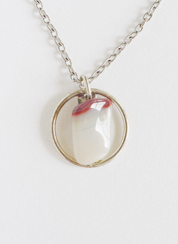 70s vintage ketting met natuursteen hanger Edelsteen Mineraal 