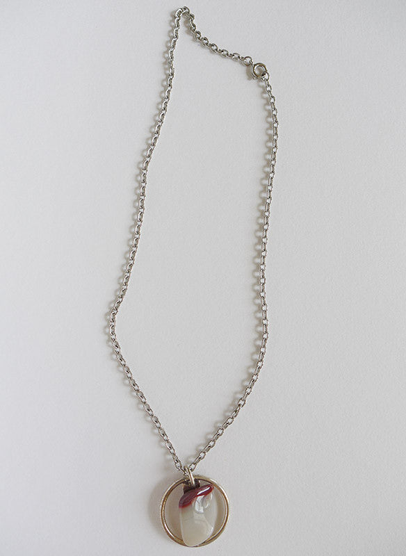 70s vintage ketting met natuursteen hanger_1 Edelsteen Mineraal 