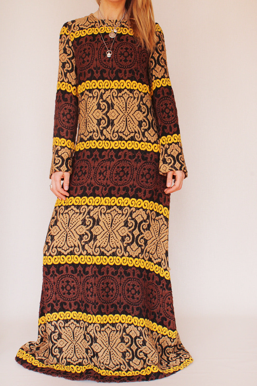 Vintage 1960s gebreide maxi jurk_1