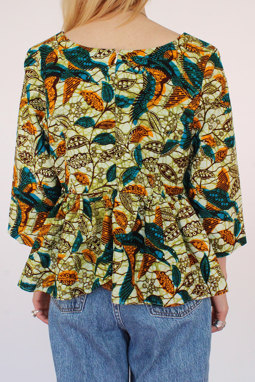 Vintage Afrikaanse Batik top met volant