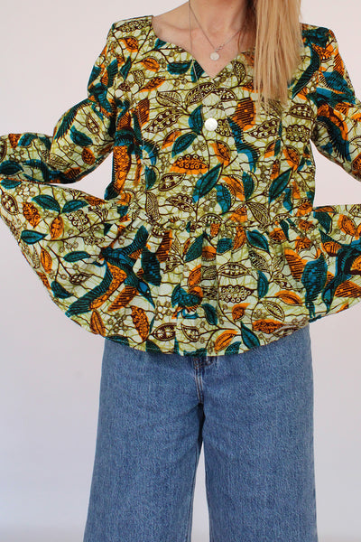 Vintage Afrikaanse Batik top met volant