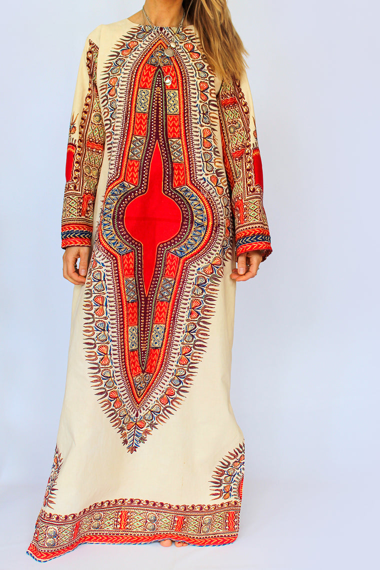 Vintage Dashiki kaftan jurk