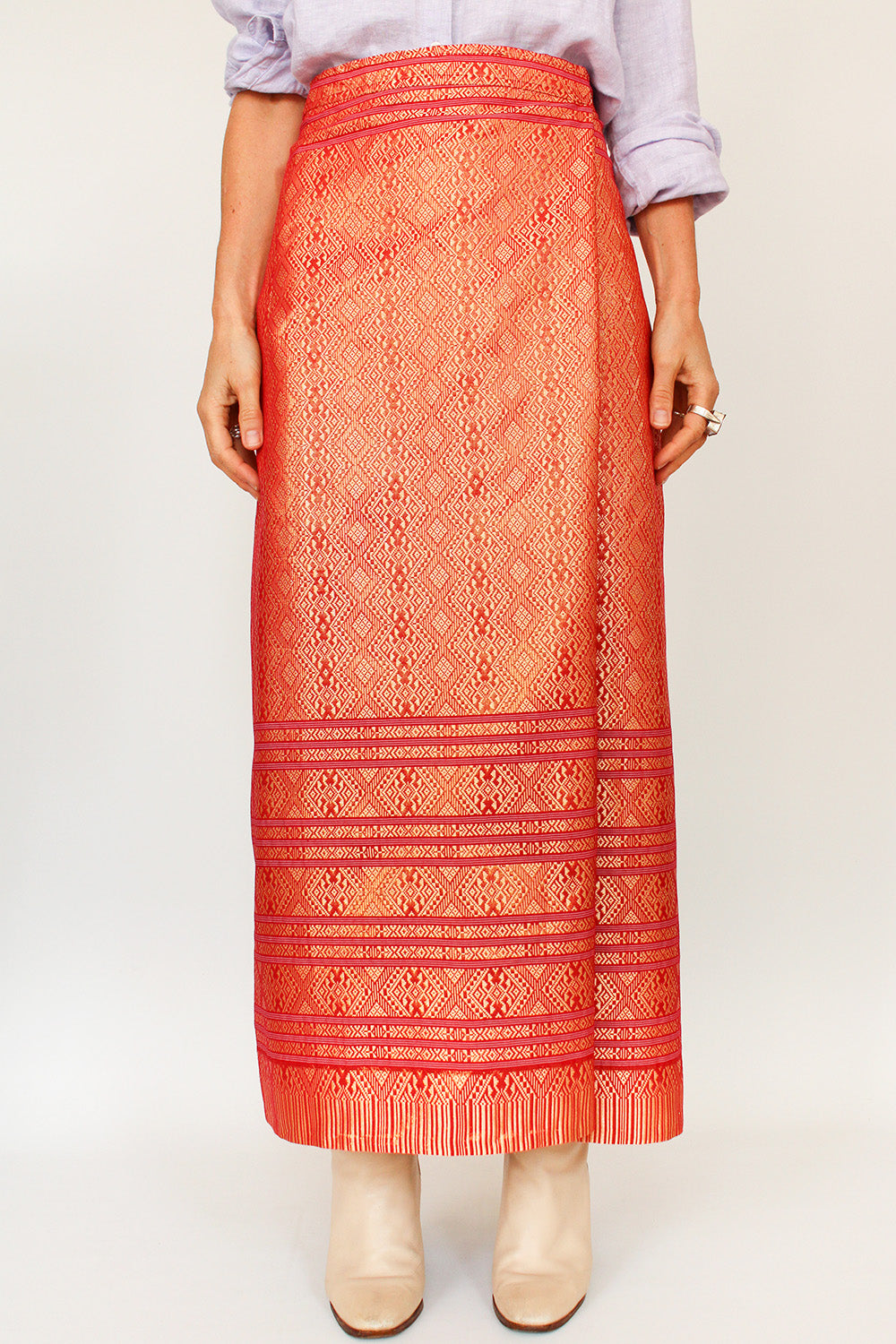 Vintage oriental overslagrok voor dames, wikkelrok met oosterse patronen en authentieke vintage uitstraling