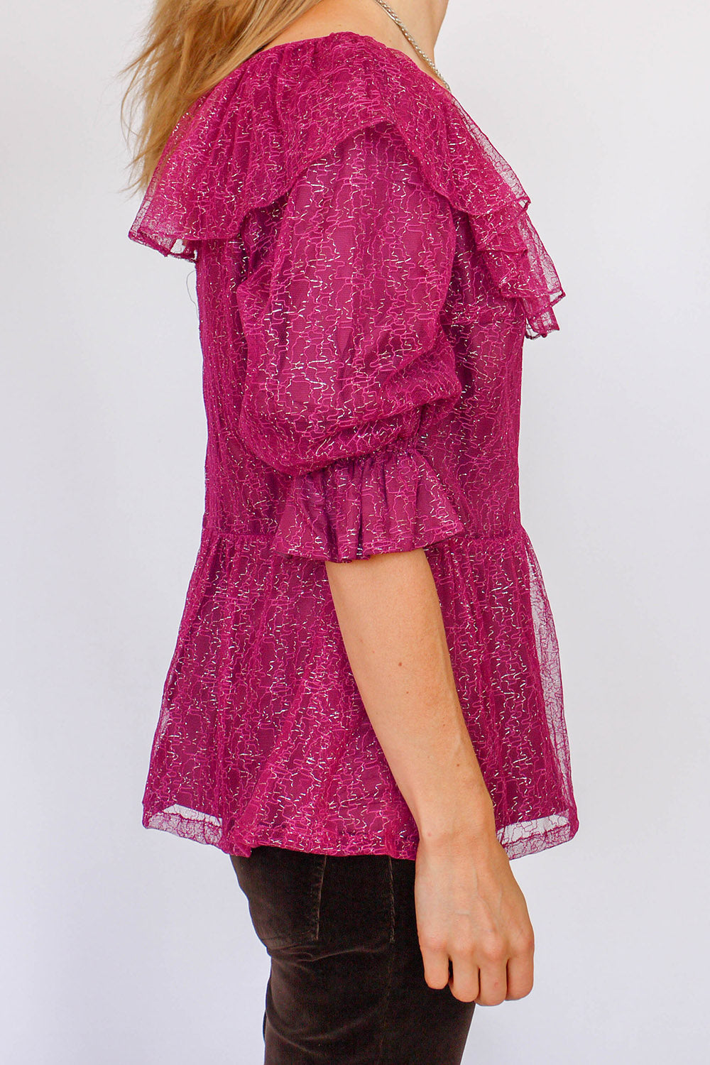Vintage 70s tuniek met volant van kant_2