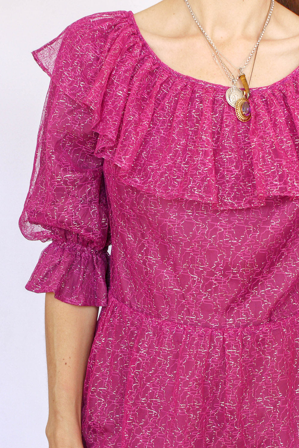 Vintage 70s tuniek met volant van kant_4