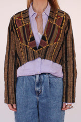 Vintage cropped patchwork jasje