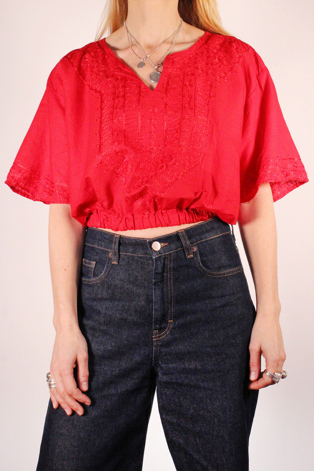 Vintage geborduurde cropped top