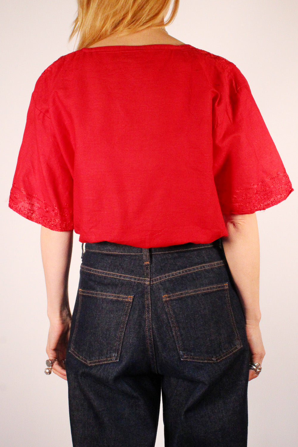 Vintage geborduurde cropped top