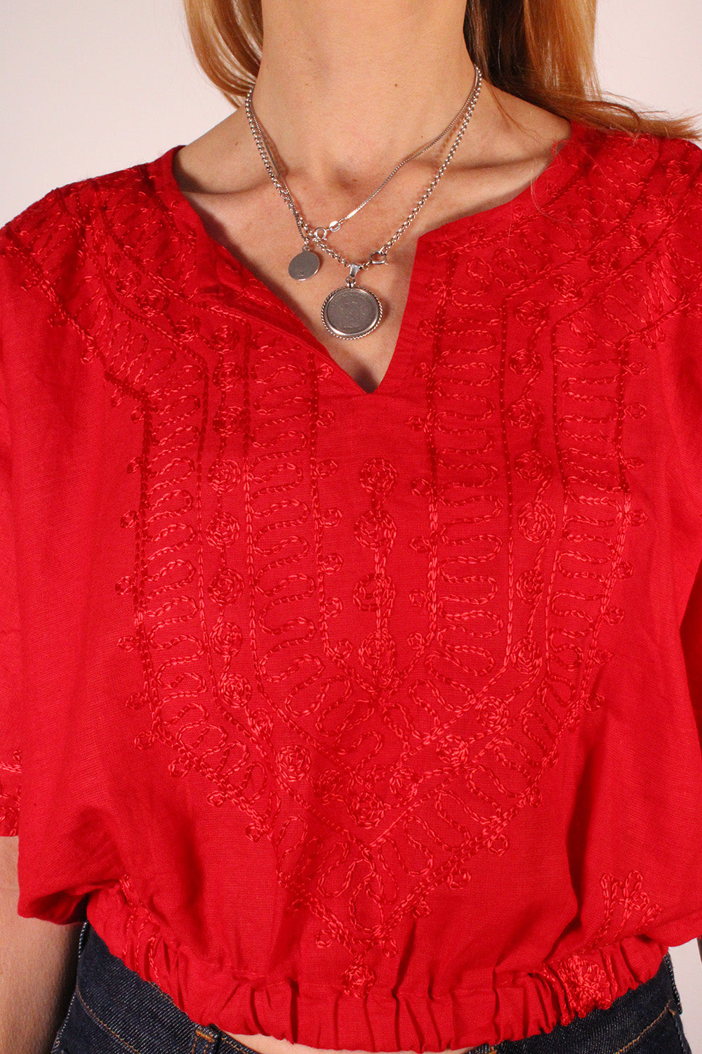 Vintage geborduurde cropped top
