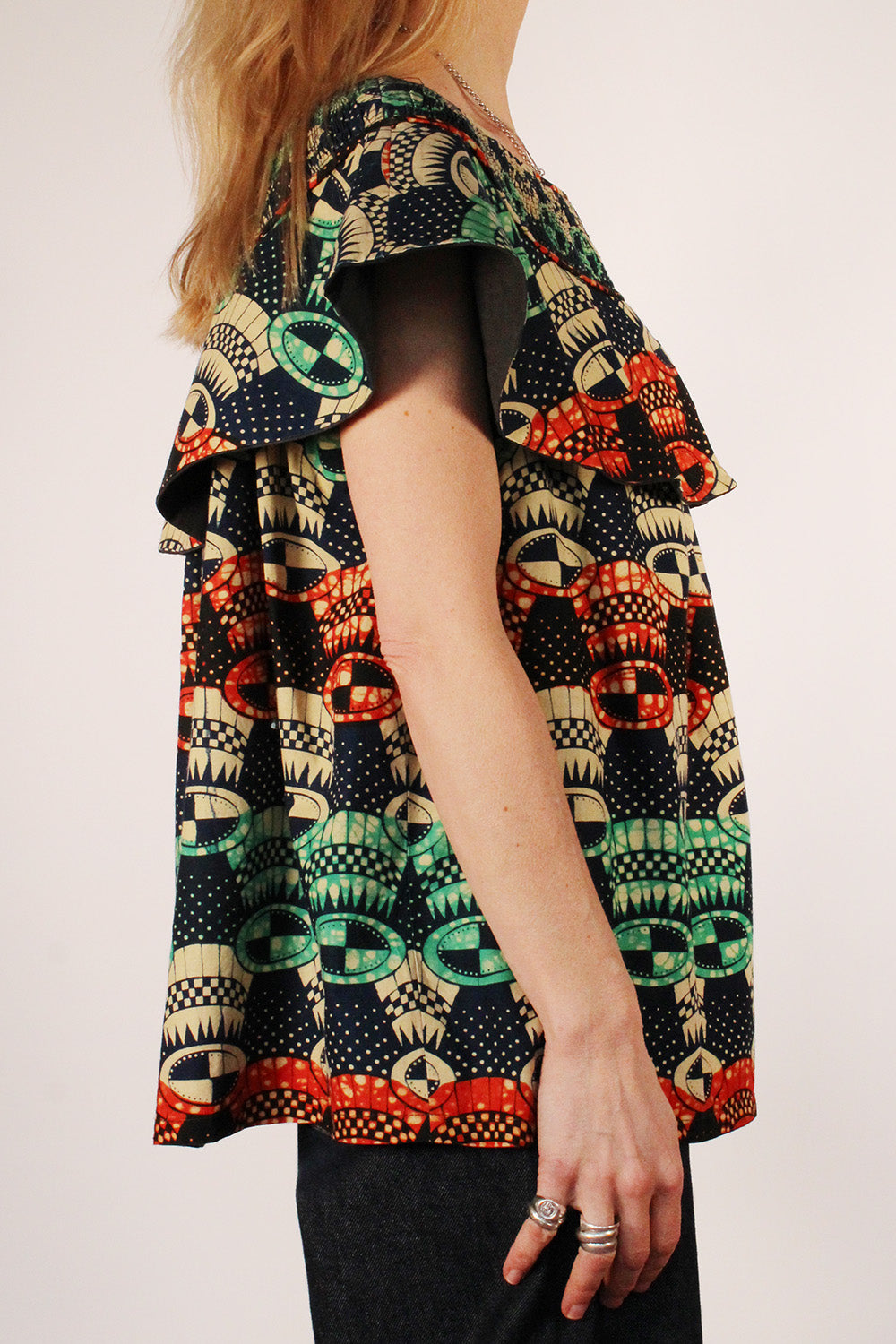 Vintage gesmokte Afrikaanse Batik top