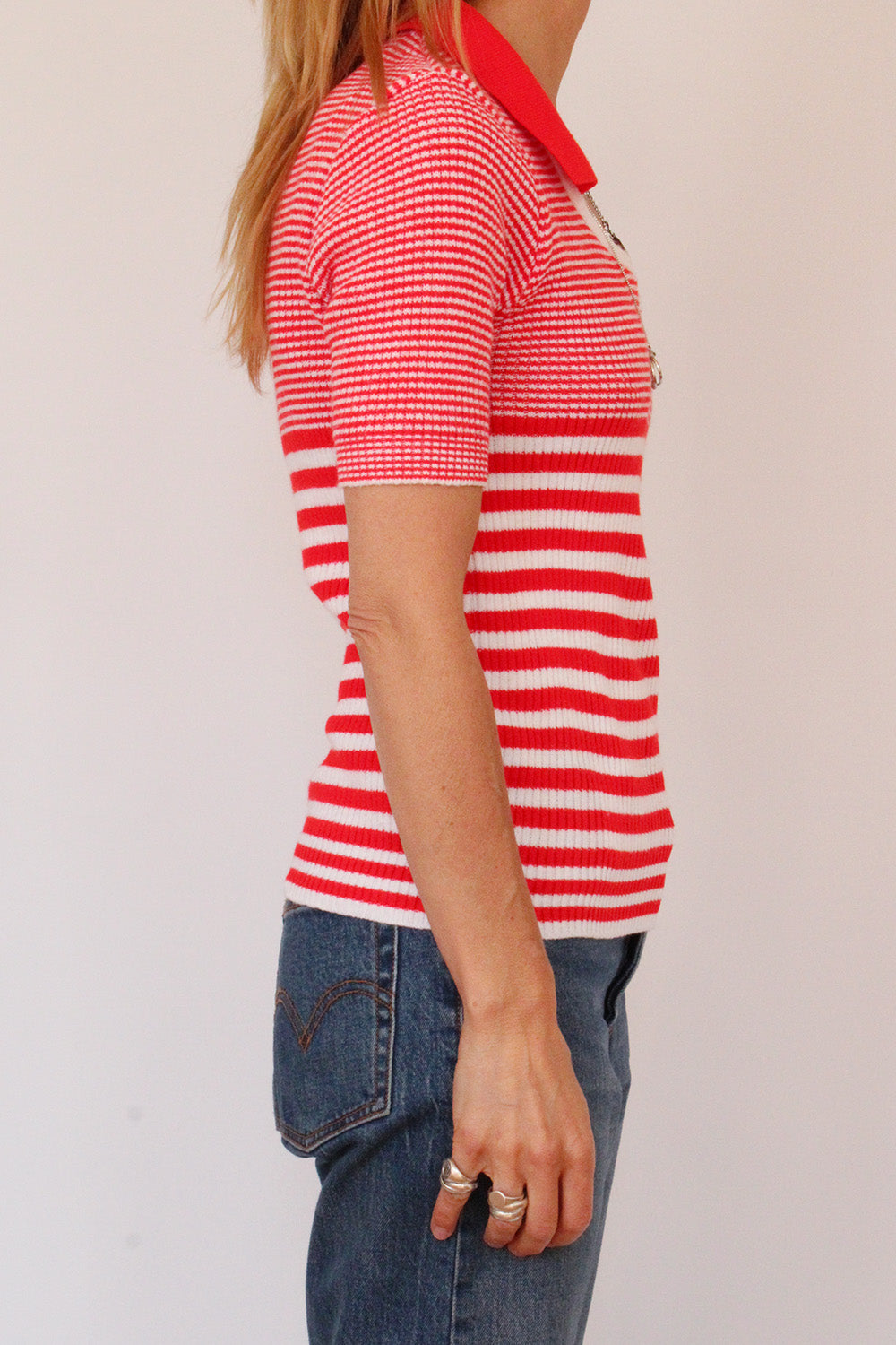Vintage gestreepte 70s acryl top