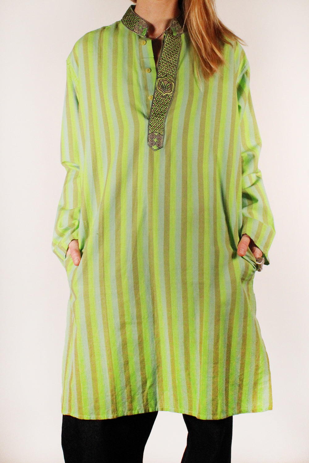 Vintage gestreepte kaftan tuniek