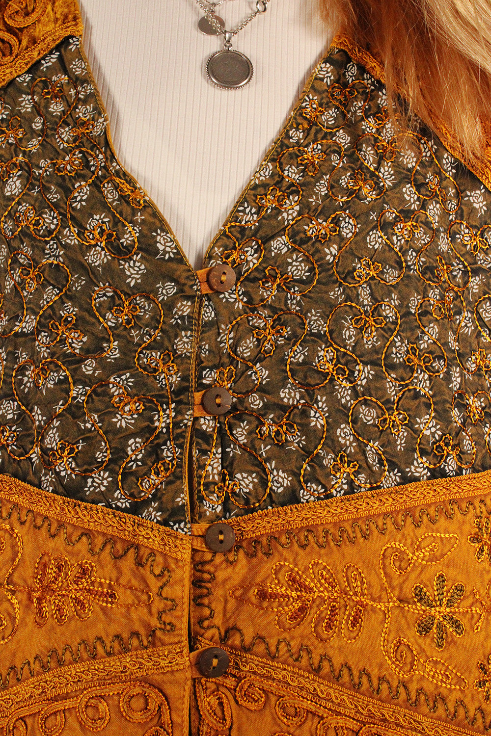 Vintage patchwork velvet gilet