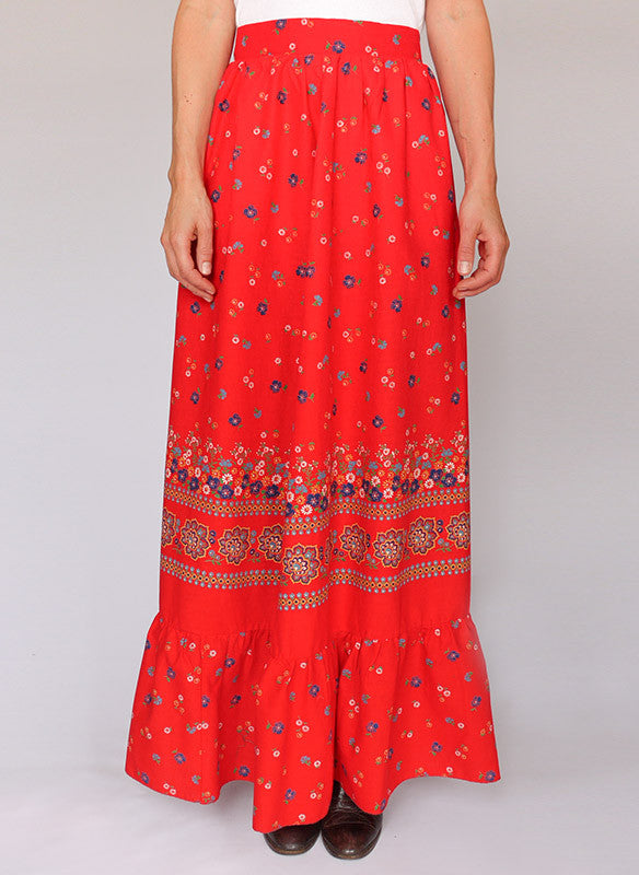 Vintage 70s floral maxi skirt_1