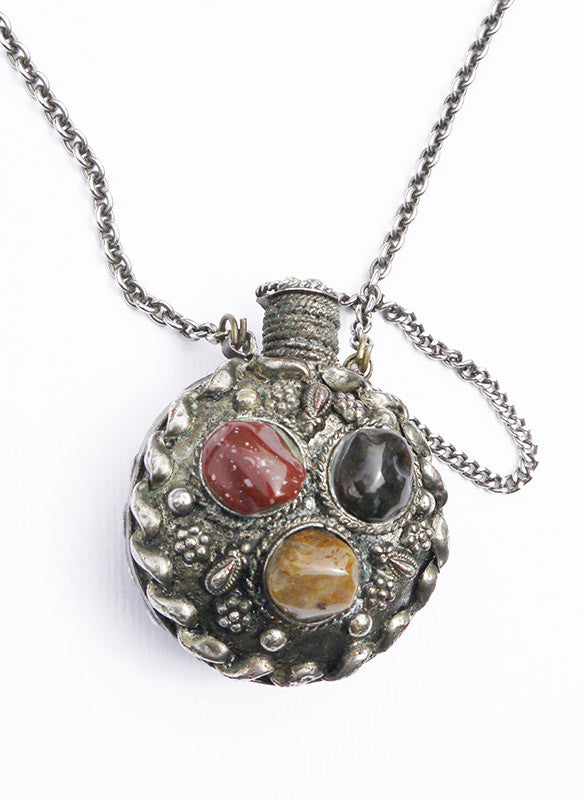 Vintage Indiase ketting met parfumflesje_3 Edelsteen Mineraal Agaat