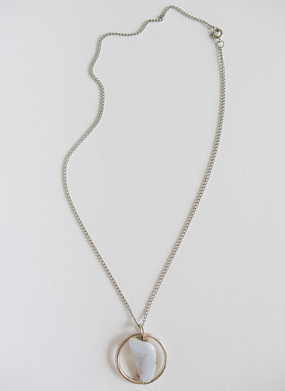 Vintage ketting met natuursteen hanger_2 Edelsteen Mineraal 