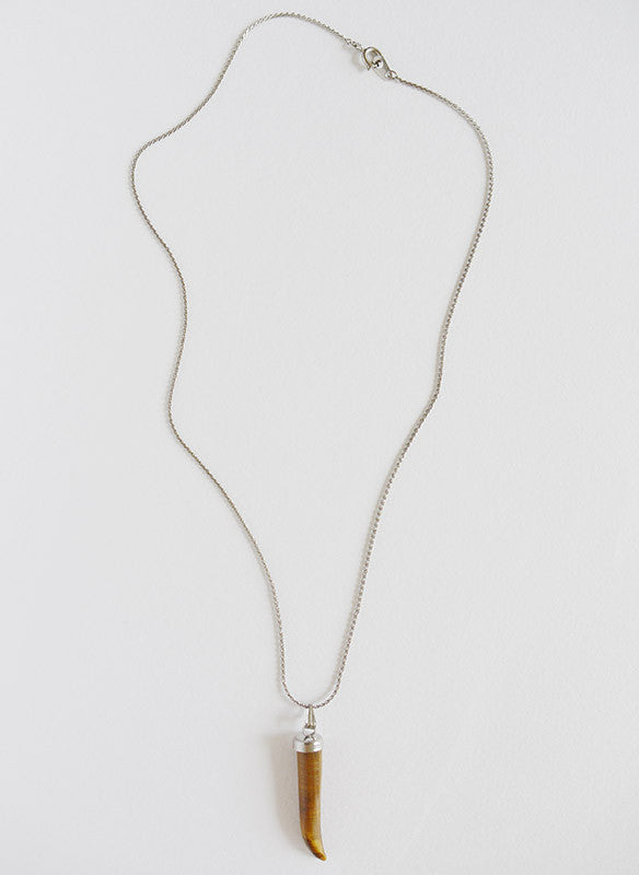 Vintage ketting met tijgeroog tand_2 Edelsteen Mineraal 